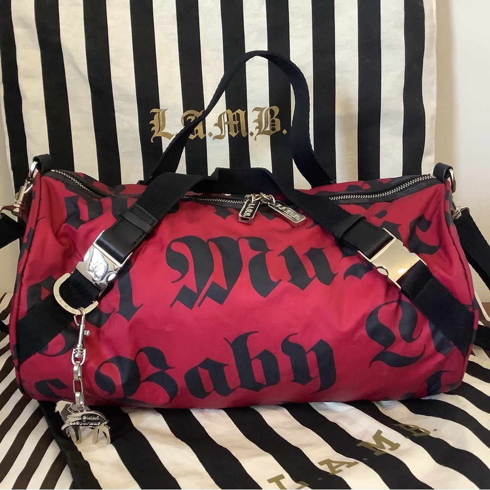 L.A.M.B. Red and Black Duffel Bag - Picture 3 of 7